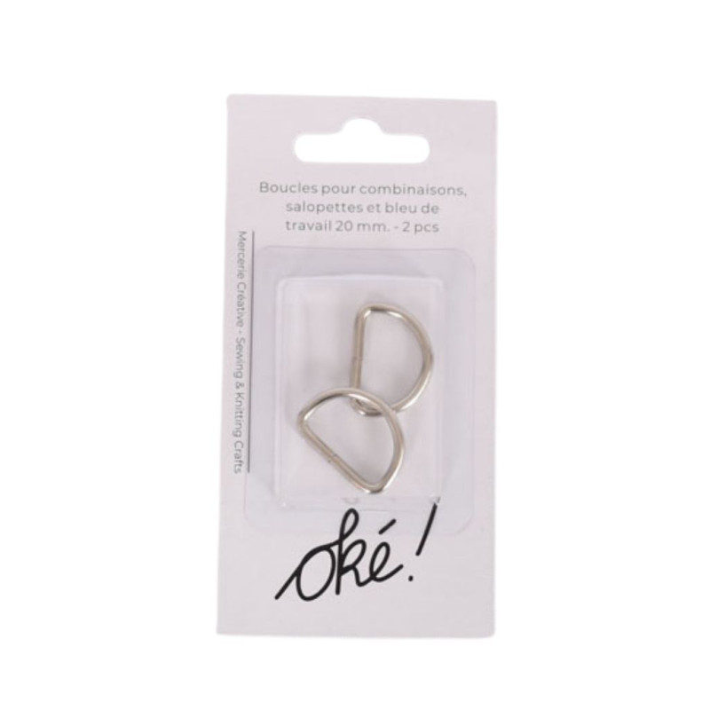 SACHET DE 6 / BOUCLES POUR COMBINAISONS, SALOPETTES, BLEUS DE TRAVAIL 20 MM. 2 PCS.